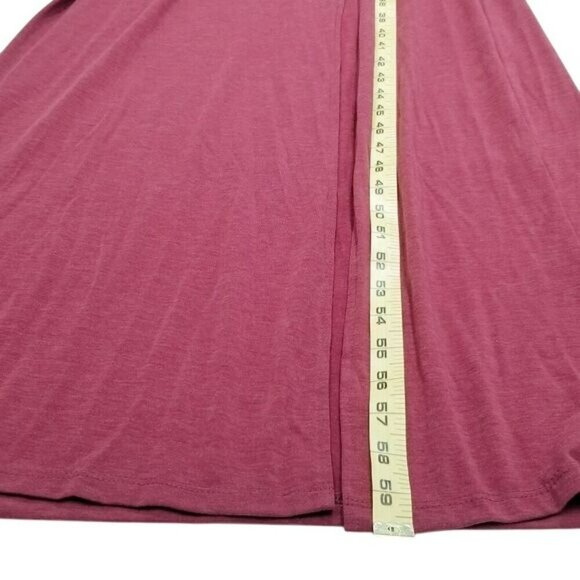 Long Sleeve‎ Burgundy Maxi Dress By Ambernoon L Thumb Holes Beachy UPF Coastal - Picture 8 of 10